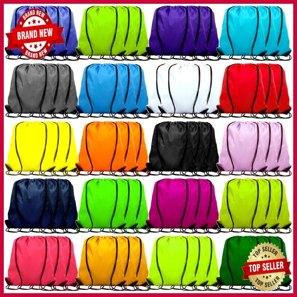 60 Pack Drawstring Backpacks Gym Sports Bags Bulk Polyester Daypack